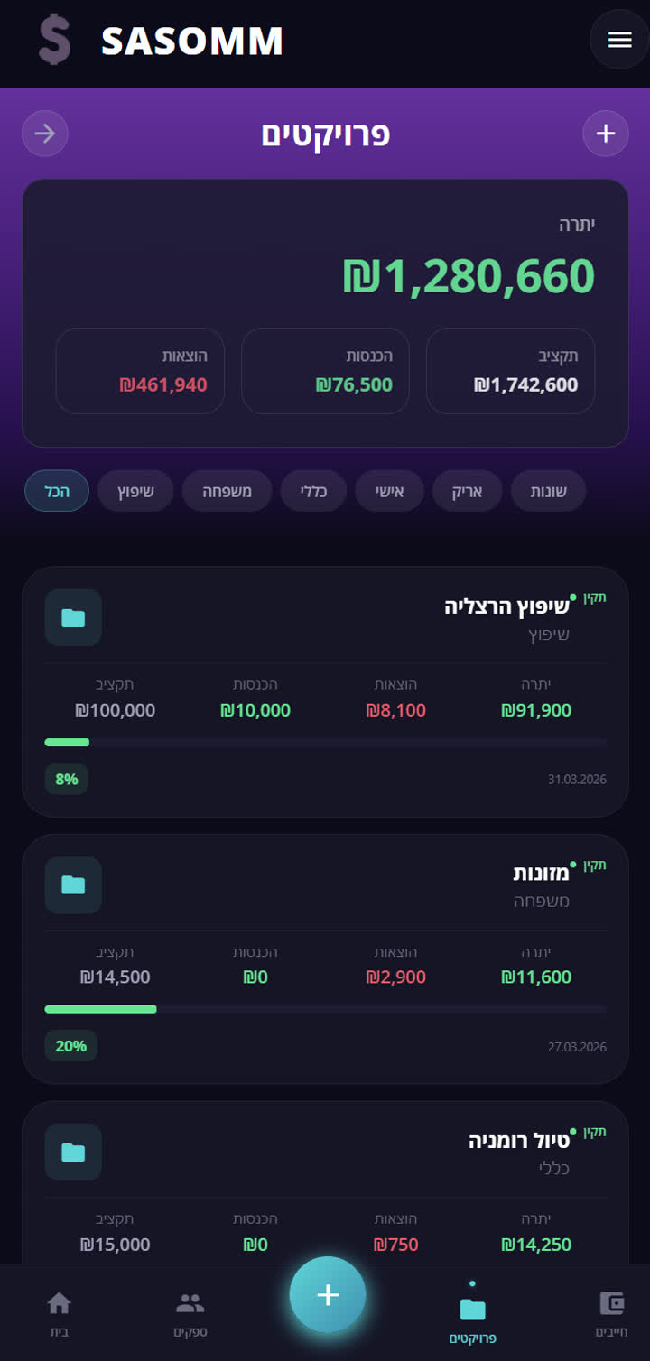 מסך פרויקטים